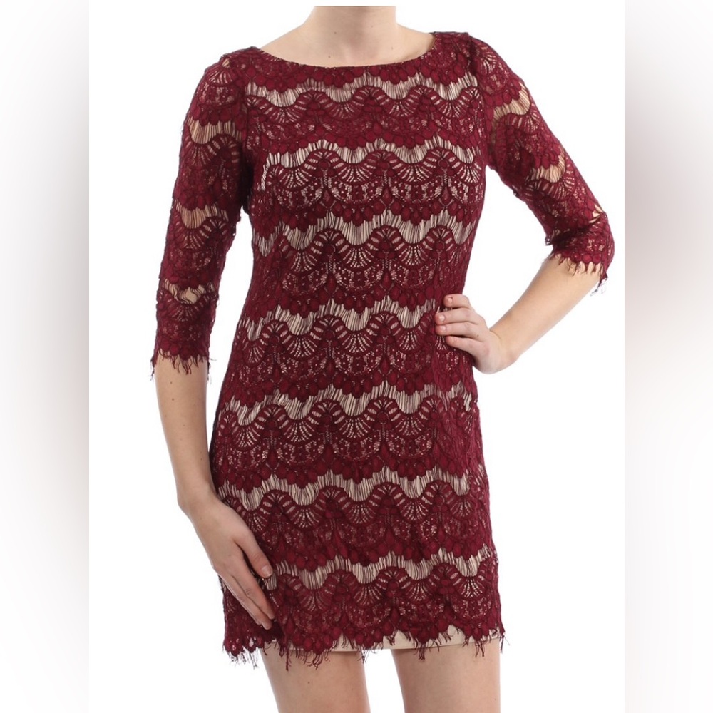 Jessica Howard maroon lace half sleeve lace dress